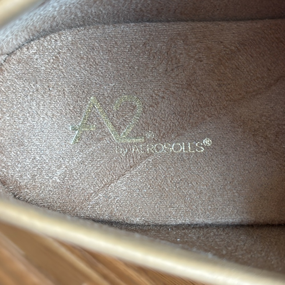 A2 By Aerosoles Tan Flats with Geometric Perforations NWOT - Picture 3 of 4